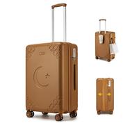 Somago Expandable Luggage Suitcase with Cup Holder Lightweight Suitcases with Shock-absorbing Brake Spinner Wheels Hardshell TSA Lock, Toffee Brown, Expandable 1-Piece(20), Expandable Luggage Suitcase