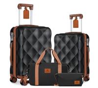 Somago Luggage Set of 3 Hardside Suitcase with Spinner Wheels TSA Lock YKK Zipper Travel Weekender Bags Carry on Bag, Black, 4 Pieces Set (20/24/DB/TB), Luggage Set