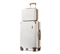Somago PC ABS Hardside Lightweight Suitcases with Spinner Wheels TSA Lock YKK Zippers, White, Carry-on 2 pcs(13/20in)
