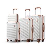 Somago Phoenix Peony Cultural Design Luggage Sets, White, 4 piece set(13/20/24/28in)