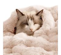 SOMAHE Cat Blanket, Reversible Sherpa & Bubble Fleece Pet Throw, Ultra-Soft Plush for Indoor Cats, Machine Washable, Anti-Static, Warm & Cozy, 22"×18" Inch White
