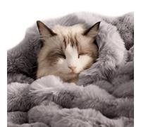 SOMAHE Cat Blanket, Reversible Sherpa & Bubble Fleece Pet Throw, Ultra-Soft Plush for Indoor Cats, Machine Washable, Anti-Static, Warm & Cozy, 22"×18" Inch Gray