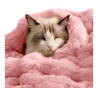 SOMAHE Cat Blanket, Reversible Sherpa & Bubble Fleece Pet Throw, Ultra-Soft Plush for Indoor Cats, Machine Washable, Anti-Static, Warm & Cozy, 22"×18" Inch Pink