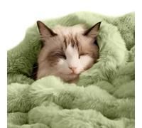 SOMAHE Self-Warming Cat Blanket, Dual-Side Plush Sherpa Throw with Anti-Static, Snuggle Mat for Kittens & Cats, Cozy Bed Topper for Windowsills & Couches, Machine Washable & Dryable, 21x18 Inch Green