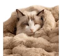 SOMAHE Self-Warming Cat Blanket, Dual-Side Plush Sherpa Throw with Anti-Static, Snuggle Mat for Kittens & Cats, Cozy Bed Topper for Windowsills & Couches, Machine Washable & Dryable, 21x18 Inch Coffee