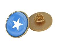 Somalia Patriotic Flag Pin Badge - Novelty Flag Printed Crystal Patriotic Lapel Pin Brooch,Retro Flag Geometric Circle Gift Tie Pin Badge Accessory Round