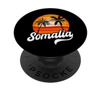 Somalia Sunset Palm Trees Retro Beach Design PopSockets Adhesive PopGrip