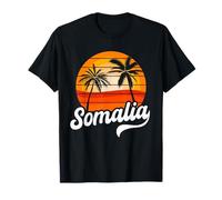 Somalia Sunset Palm Trees Retro Beach Design T-Shirt