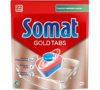 Somat Gold Spülmaschinen Tabs (22 Tabs), Geschirrspül Tabs für strahlend sauberes Geschirr auch bei niedrigen Temperaturen, Extra-Kraft gegen Eingebranntes