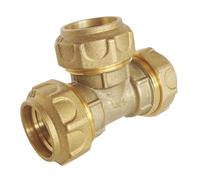 Somatherm 838-25, Brass Connector Equal to External Tightening Tube Triple semi-Rigid Connection-Pressure 20 bar-Temperature +5°C to +80°C-Optimal Sealing, Gray, PE Ø25 mm
