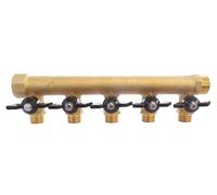 SOMATHERM FOR YOU 3540730010414 Mini Valve Distributor 5S DIY 20/27 Brass Distributor with Integrated Valves 5 Outputs Male 15/21-20/27 Female Input Output Buck, None