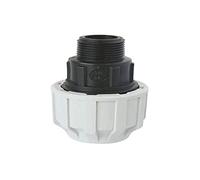 SOMATHERM FOR YOU ///3726-20-15L Conn DRT M15 / 21/20 PE Plast Male Plastic Straight Screw Connection for D20 pipe-M15 / 21-Outer clamp, White-Space, MÄNNLICH 15/21 (1/2")