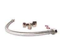 SOMATHERM for You - Connecting Kit Complete Toilet with WC Tap 1/4 Square Tower Nickel 12/17 (3/8 inch), One Flexible M12 / 17 (3/8 Inch) -F12 / 17 (3/8 inch), Two Joints. Easy Installation.