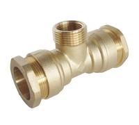 SOMATHERM FOR YOU - T-Piece Brass Male Thread in the Middle for PE Pipe D25 - M20/27 - Disposable mounting Technology Guarantees the Correct Installation of the Connection.