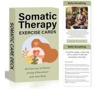Somatic Therapy Exercise Cards - 40 Mindfulness Cards with Simple Practices, Coping Skills for Nervous System Regulation to Relieve Stress, Trauma Release and Reconnect with Your Body - 3.9”x5.9”
