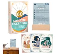 Somatic Yoga Cards, 60-Pieces Mindfulness, 3.5x5inch Breathing Tools, Women Meditation Accessory, Breathwork Exercise Cards, Emotion Regulation Aid for Mindfulness Workout Use