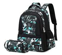 SOMBLG Boys Backpack School Bags Big Kids Durable Bookbags Secondary Large Student Large Heavy Duty Waterproof Rucksack (6-Blue 2PCS)