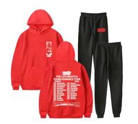 Sombr The Late Nights And Young Romance Tour Hoodies Jogger Pants Set Unisex Fashion Streetwear Sweatshirts (Red,XXL)