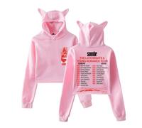 Sombr The Late Nights And Young Romance Tour Merch Pullover Female Cat Ears Hoodie Long Sleeve Tops (Pink,S)