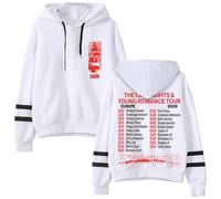 Sombr The Late Nights And Young Romance Tour Pullover Hoodies Pocketless Parallel Bars Sleeve Streetwear (White,S)