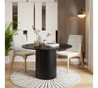 Sombra Round Wood Grain Effect Black Dining Table