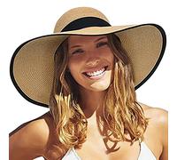 Sombrero Damen Uv-Schutz Sonnenhut Breite Krempe Strandhut Leichte Atmungsaktiv SonnenhüTe Frauen LäSsig Elegant Strohhut Sommer-Sonnenkappe UPF 50