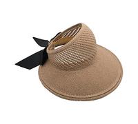 Sombrero Hat Adult Festival Foldable Wide Brim Hats Sun Visors for Women Bow Beach Summer Sun Hats for Women UK Large Head Denim Cowboy (Khaki, One Size)