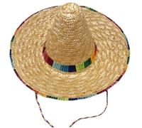 Sombrero Hats 17 Inch Mexican Hat Lightweight Breathable Straw Hat with Chinstrap and Rainbow Edge Rustic Summer Beach Hats with Wide Brim for Women Men Mexican Party Costume Sombrero