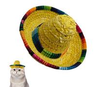 Sombrero Hats,Woven Mexican Party Hats | Wide-Brim Costume Decoration Supplies for Pet Children Kids Birthday Dog Animals