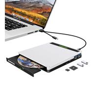 SOMDARHK External CD DVD Drive External USB 3.0 Type C CD/DVD RW Burner with 2 USB & SD/TF Portable Optical Drive DVD CD-ROM Drive for Laptop Windows 11 Mac MacBook Air Pro iMac PC