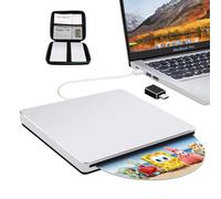 SOMDARHK External CD DVD Drive: USB-C Slot-in DVD Burner Player for Laptop - Portable CD ROM Reader Writer Aluminum Alloy with Type-C Adapter for PC Apple Mac Windows 11