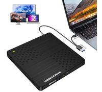 SOMDARHK External DVD Drive for Laptop USB 3.0 Type-C Slim CD Burner, Black