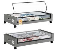 Somdot 48L Under Bed Storage Box, Large Capacity Under Bed Storage on wheels with Lid and Zip, Foldable Organiser for Clothes Bedding and Shoes, Charcoal Grey, 2 Pack