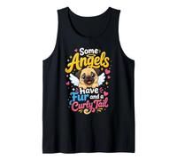 Some Angels Have Fur Curly Tail Pug Memorial Tank Top