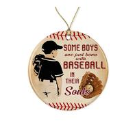 Some Boys are Just Born with Baseball in Their Souls Ornament - Ceramic Baseball Christmas Tree Decor - Holiday Ornament Printed on Both Sides