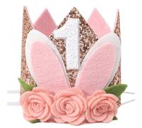 Some Bunny Easter Bunny Floral 1st Birthday Crown Hat - Rabbit Decor for Girls, Spring Birthday Celebration