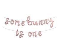 Some Bunny Is One First Birthday Party Supplies Balloons Happy Birthday Banner for Spring Easter Rabbit Themed Baby Girls 1st Bday Baby Shower Decorations (L SOME BUNNY IS ONE Rose Gold)