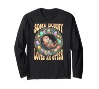 Some Bunny Loves an Otter Easter Floral Groovy Aesthetic Long Sleeve T-Shirt
