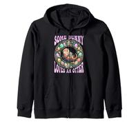 Some Bunny Loves An Otter Easter Floral Groovy Aesthetic Zip Hoodie