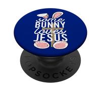 Some Bunny Loves Jesus Christian Easter Bunny with Cross PopSockets Adhesive PopGrip