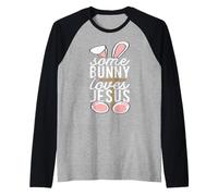 Some Bunny Loves Jesus Christian Easter Bunny with Cross Raglan Baseball Tee