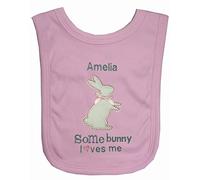 Some Bunny Loves Me Personalised Easter Bib. (Pink)