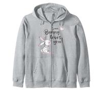 Some Bunny Loves You Adorable Rabbit Sketch Art Zip Hoodie