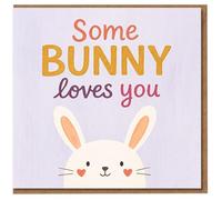 Some Bunny Loves You Card - Cute Rabbit Pun Love/Anniversary Card for Partner, Valentine or Just Because