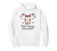 Some Bunny Loves You Cute Watercolor Rabbit Hearts Pullover Hoodie