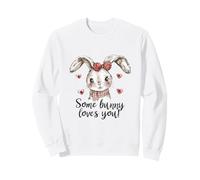 Some Bunny Loves You Cute Watercolor Rabbit Hearts Sweatshirt