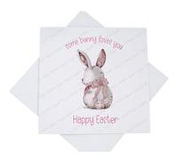 Some Bunny Loves You Happy Easter Card, Happy Easter Floral Rabbit Card for a Loved One, Pink