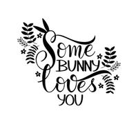 Some Bunny Loves You Lettering Lettering Decals 65.6x77.6cm It Won't Fall Off Black