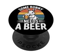 Some Bunny Needs a Beer Funny Easter Rabbit Beer Lover PopSockets Adhesive PopGrip