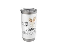 Some Bunny Needs Coffee Shirt Cute Easter Bunny Pink Bow Stainless Steel Insulated Tumbler
